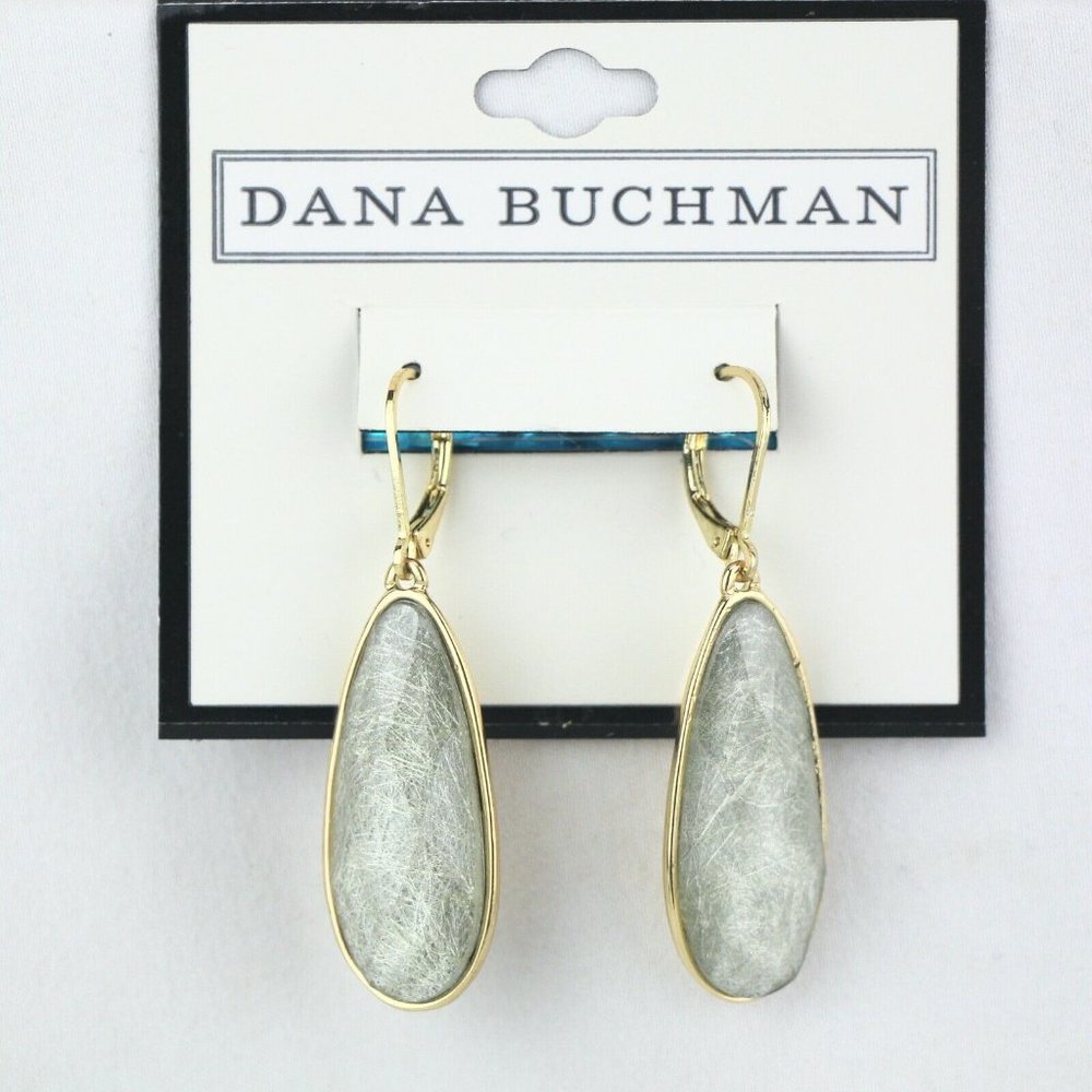 Dana Buchman 1 3/8" Gold-tone Silver Shimmer French Wire Dangle Earrings
